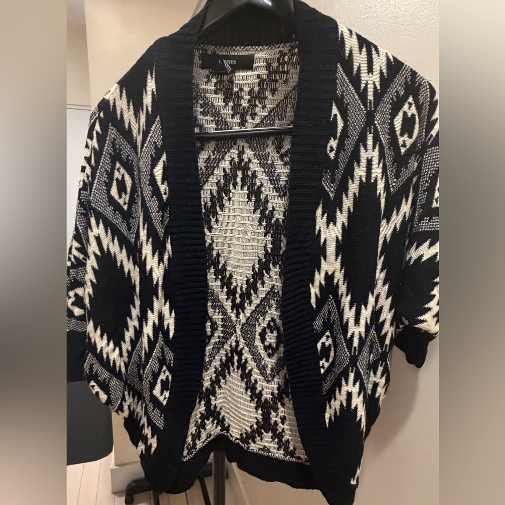 Forever 21 Black and White Aztec Cardigan